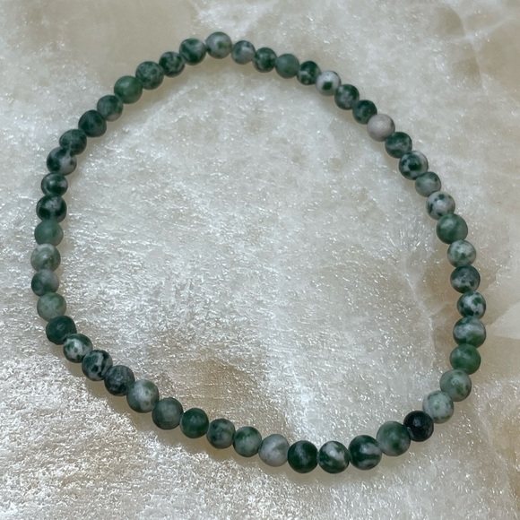 Tree Agate Gemstone Beaded stretch Bracelet - Picture 4 of 4